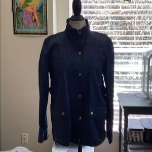Navy blue canvas rain jacket
